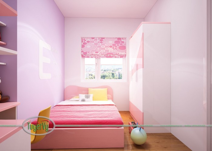 Phòng ngủ bé gái màu hồng đẹp - PNTE04