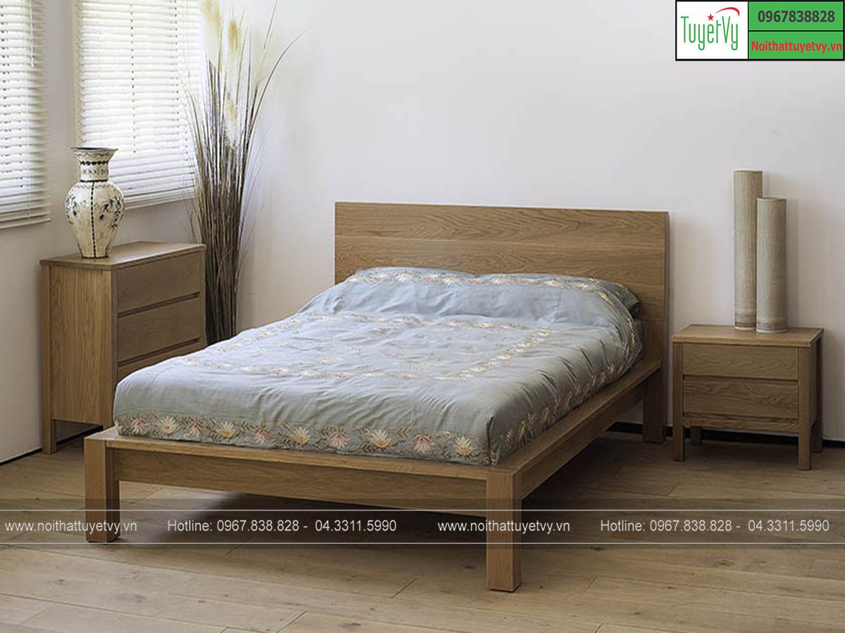 giường gỗ Sồi tự nhiên 